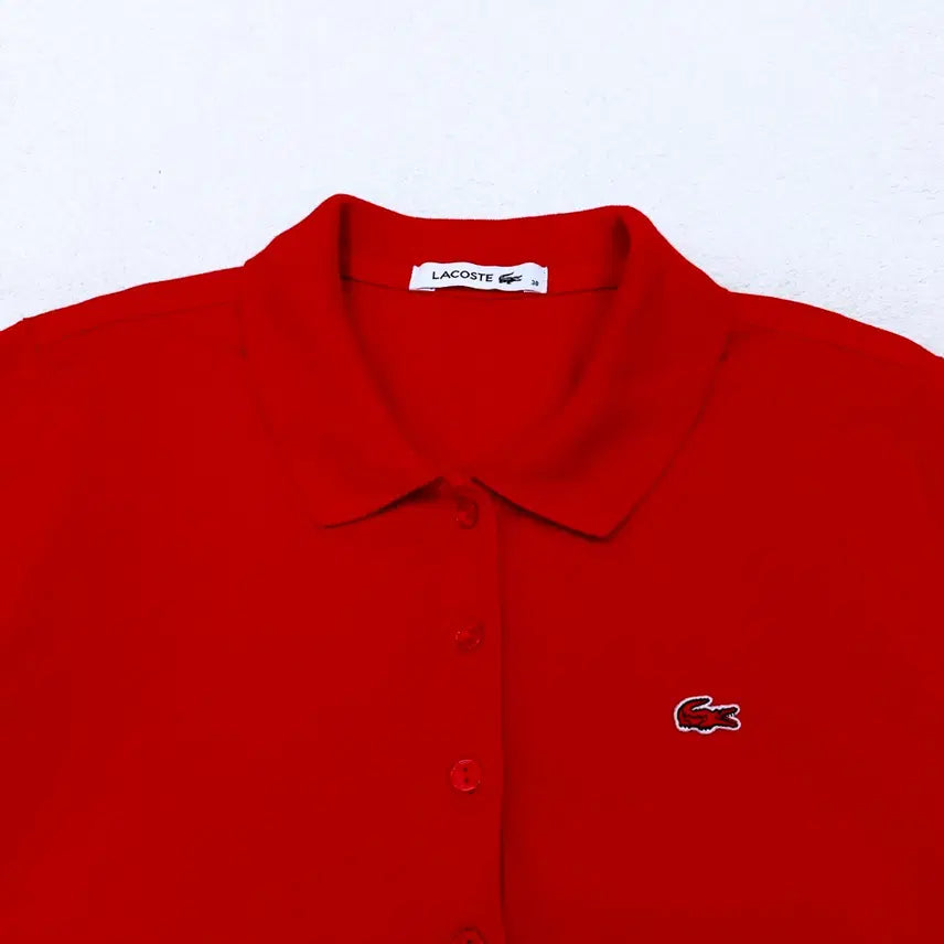 [SOLD OUT] [90] 라코스테 비비드레드 코튼 스판 카라티