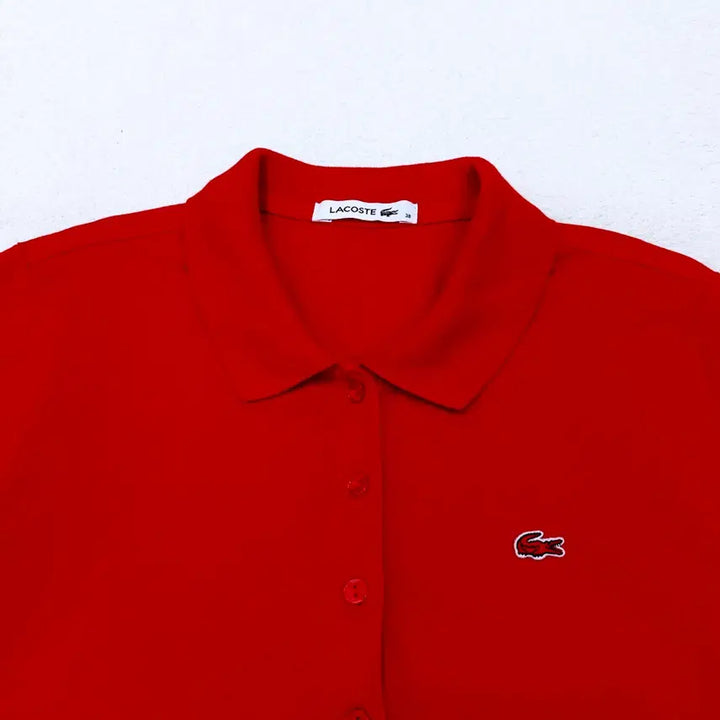 [SOLD OUT] [90] 라코스테 비비드레드 코튼 스판 카라티