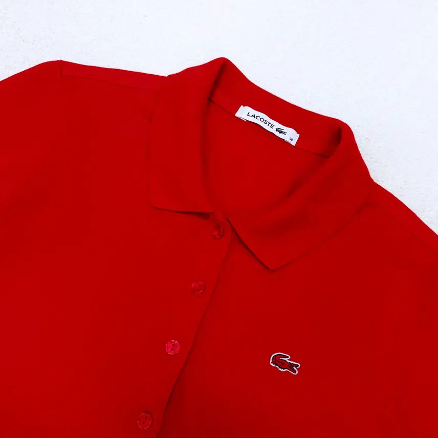 [SOLD OUT] [90] 라코스테 비비드레드 코튼 스판 카라티