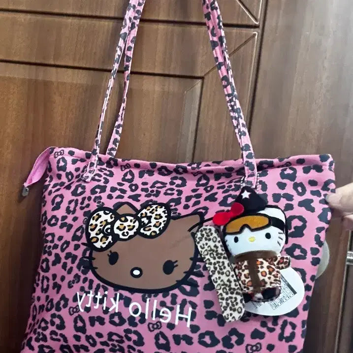 [BUNJANG] Hello Kitty Pink Leopard Shoulder Bag / 헬로키티 핑크 레오파드 숄더백 (인형포함)