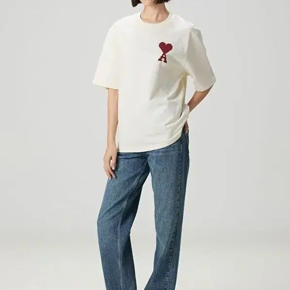 [BUNJANG] Ami Small Heart Logo Short Sleeve T-Shirt / 아미 스몰 하트 로고 반팔 티셔츠