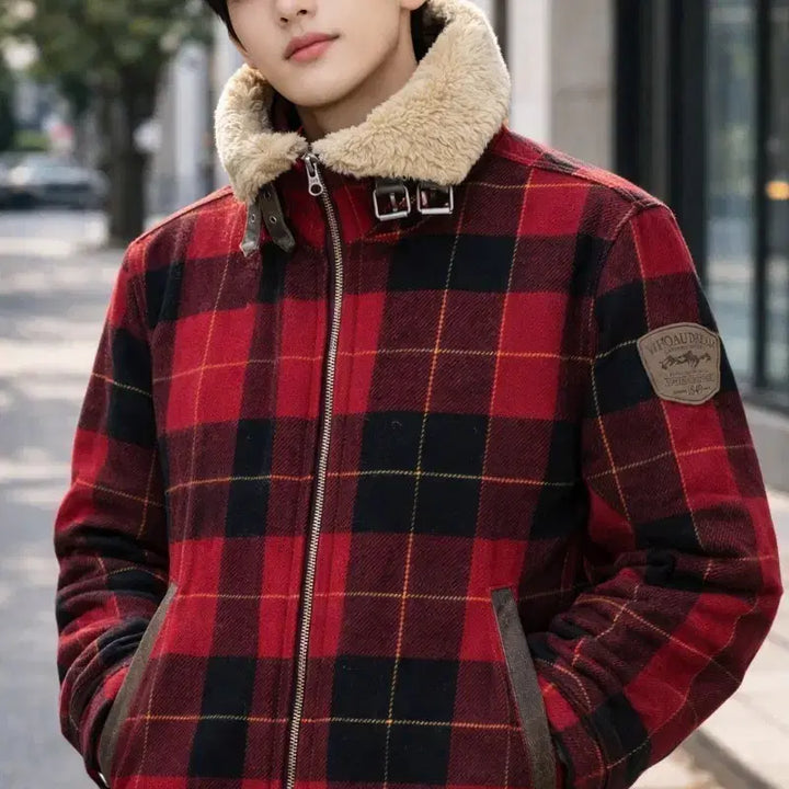 [BUNJANG] WHO.A.U Red Check Quilted Jacket / 100/WHO.A.U 레드 체크 누빔 자켓