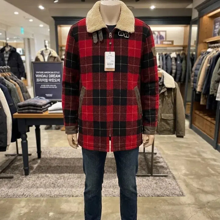 [BUNJANG] WHO.A.U Red Check Quilted Jacket / 100/WHO.A.U 레드 체크 누빔 자켓