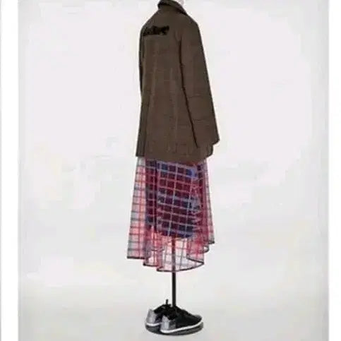 [BUNJANG] Hansum LATT BY T Layered Check Skirt / 한섬 LATT BY T 밴딩 시스루 레이어드 체크 스커트