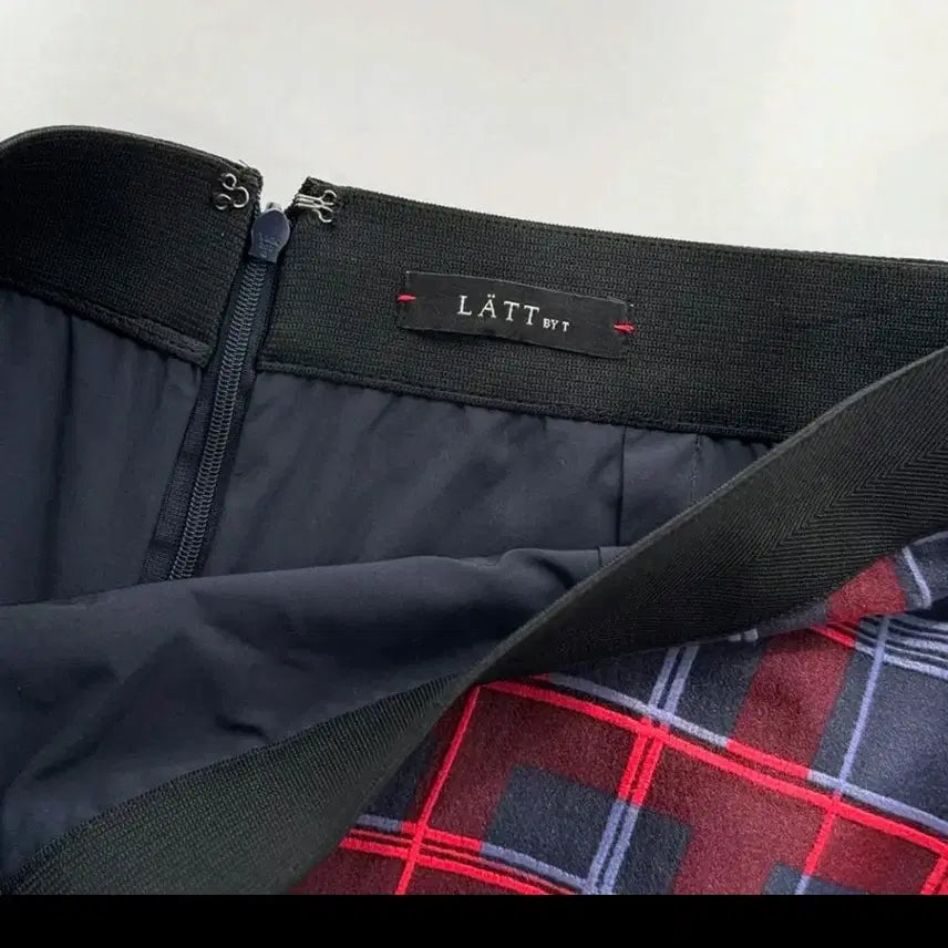 [BUNJANG] Hansum LATT BY T Layered Check Skirt / 한섬 LATT BY T 밴딩 시스루 레이어드 체크 스커트