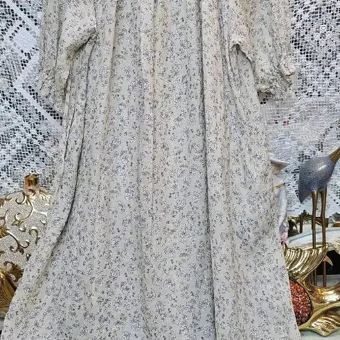 [BUNJANG] Floral Pattern Chiffon Lace Long Dress / 플라워 패턴100% 마 롱 원피스 쉬폰 레이스