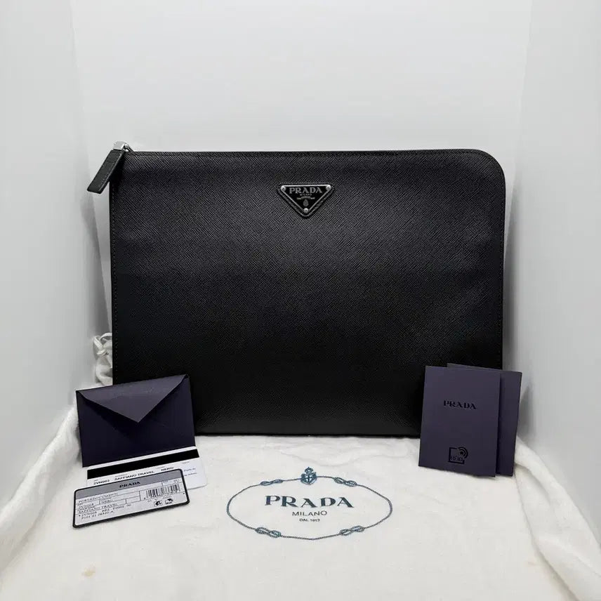 [BUNJANG] Prada Saffiano Leather Clutch Bag 2VN003 Black / [프라다] 남성 클러치백 2VN003 사피아노 블랙 / A+급
