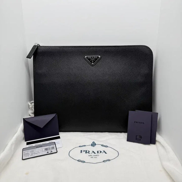 [BUNJANG] Prada Saffiano Leather Clutch Bag 2VN003 Black / [프라다] 남성 클러치백 2VN003 사피아노 블랙 / A+급