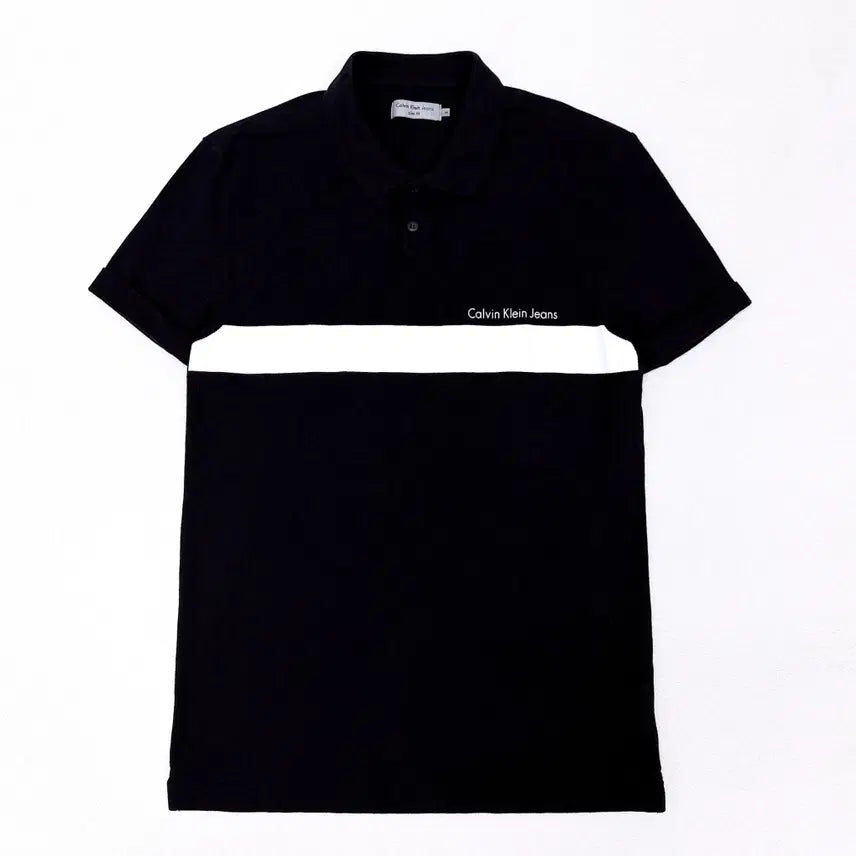 [BUNJANG] Calvin Klein Cotton Polo Shirt / [95] 캘빈클라인 블랙 배색 코튼 카라티