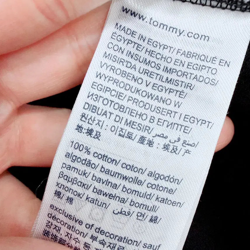 [BUNJANG] Tommy Hilfiger Black Cotton Round Neck T-shirt / [105] 타미힐피거 블랙 코튼 라운드넥