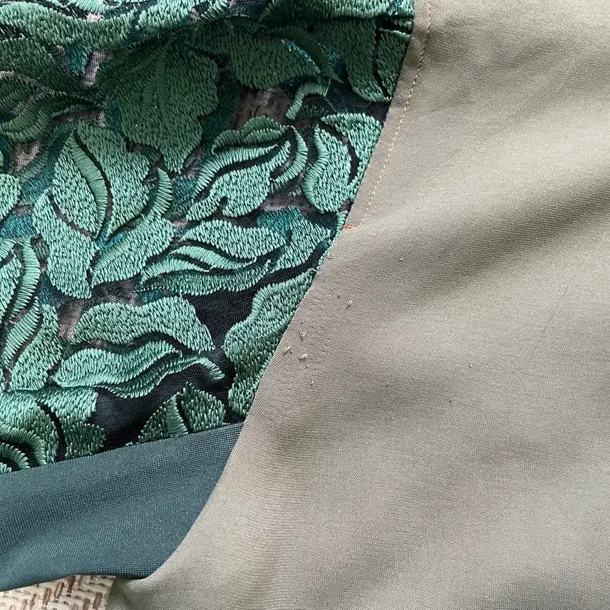 [BUNJANG] Rosier Floral Lace Sleeve Zip-up Jacket / 빈티지 Rosier 플로럴 레이스 슬리브 배색 집업 자켓