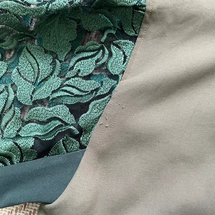 [BUNJANG] Rosier Floral Lace Sleeve Zip-up Jacket / 빈티지 Rosier 플로럴 레이스 슬리브 배색 집업 자켓