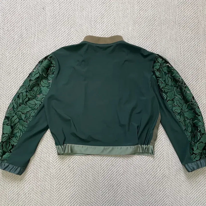 [BUNJANG] Rosier Floral Lace Sleeve Zip-up Jacket / 빈티지 Rosier 플로럴 레이스 슬리브 배색 집업 자켓