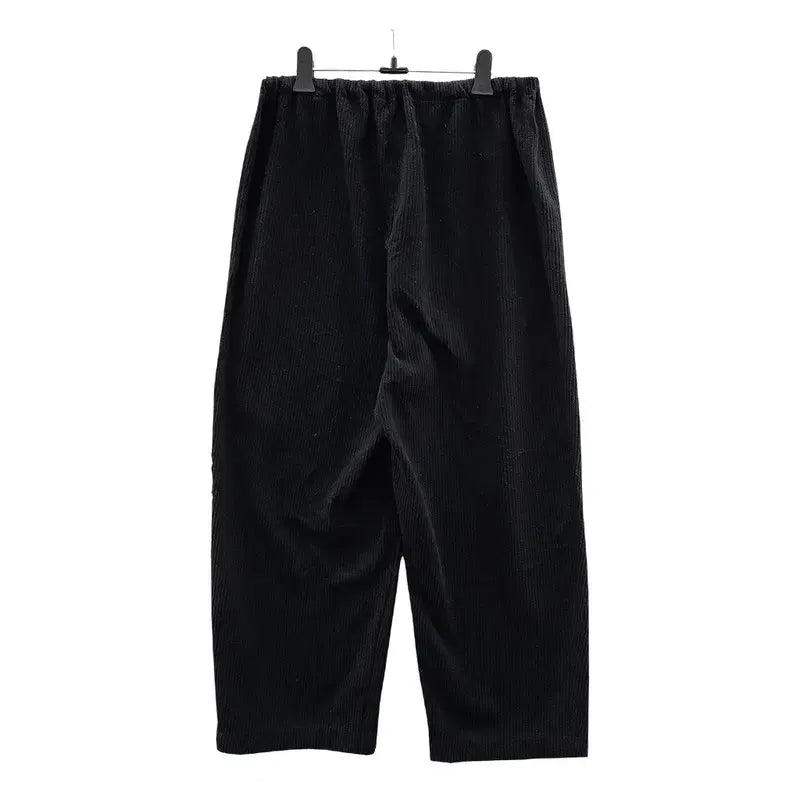 [BUNJANG] Vintage Casual Striped Black Pants / 빈티지 캐주얼 밴딩 골지스트라이프 블랙 바지