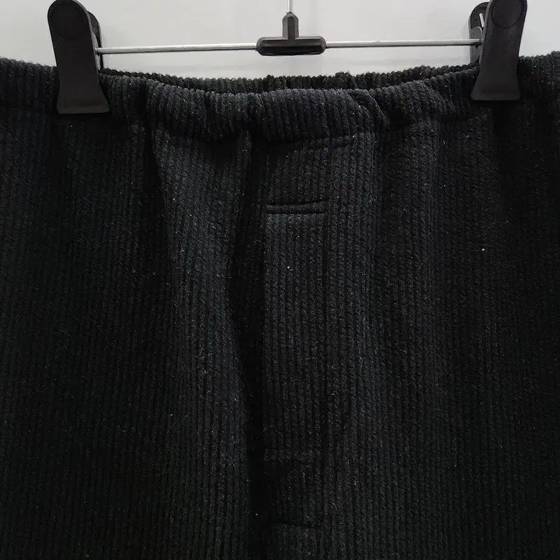 [BUNJANG] Vintage Casual Striped Black Pants / 빈티지 캐주얼 밴딩 골지스트라이프 블랙 바지