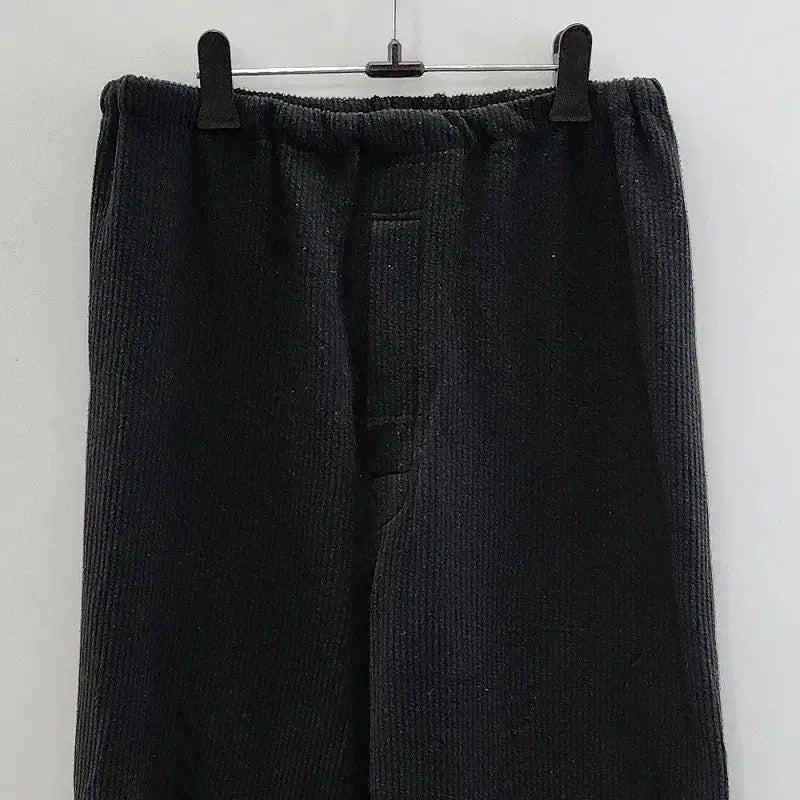 [BUNJANG] Vintage Casual Striped Black Pants / 빈티지 캐주얼 밴딩 골지스트라이프 블랙 바지