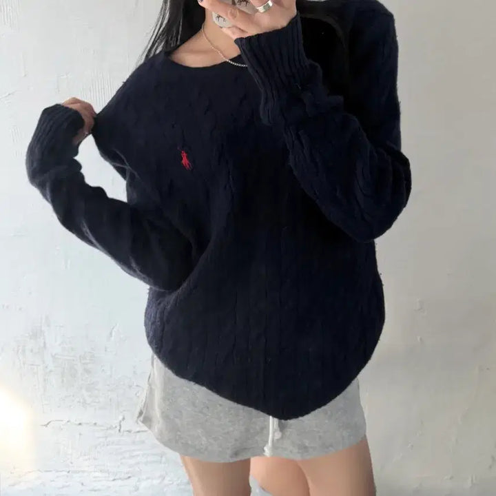 [BUNJANG] Polo Ralph Lauren Cashmere Cable Knit Sweater / Polo 폴로 랄프로렌 QR신형 네이비컬러 캐시미어 케이블 니트