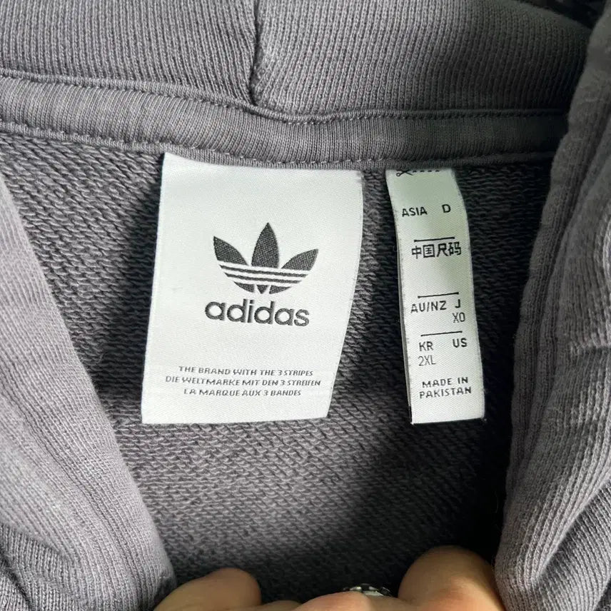 [BUNJANG] Adidas Charcoal Hoodie 2XL / 아디다스 차콜 후드티 2XL