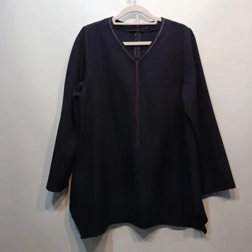[BUNJANG] V-Neck Long Blouse / 블랙 V넥 롱 블라우스100사이즈봄가을   64194