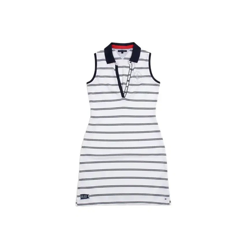 [BUNJANG] Tommy Hilfiger Striped Sleeveless Collar Dress / 여성S / 타미힐피거 단가라 민소매 카라원피스WT 26-9