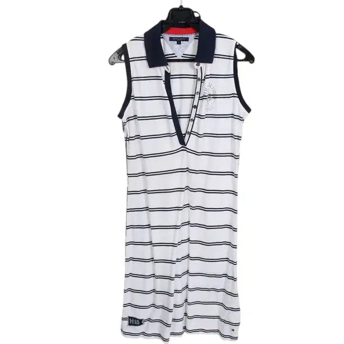 [BUNJANG] Tommy Hilfiger Striped Sleeveless Collar Dress / 여성S / 타미힐피거 단가라 민소매 카라원피스WT 26-9
