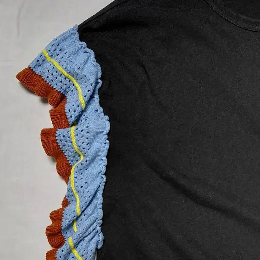 [BUNJANG] Ray BEAMS Frill Sleeve T-shirt / [Ray BEAMS/M] 레이 빔즈 배색 프릴 소매 티셔츠