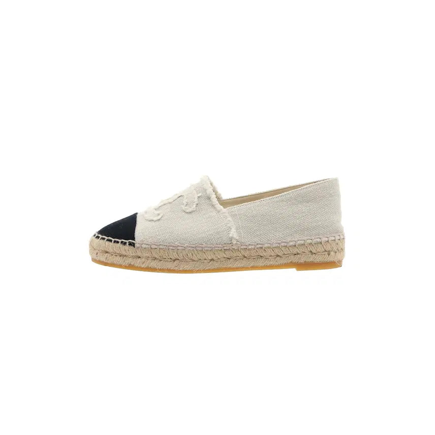 [BUNJANG] Chanel Espadrille Linen &amp; Beige Black Shoes / (W) 샤넬 에스파드리유 리넨 &amp; 베이지 블랙