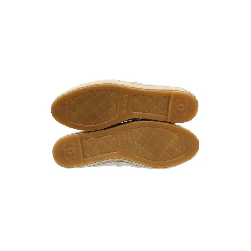 [BUNJANG] Chanel Espadrille Linen &amp; Beige Black Shoes / (W) 샤넬 에스파드리유 리넨 &amp; 베이지 블랙