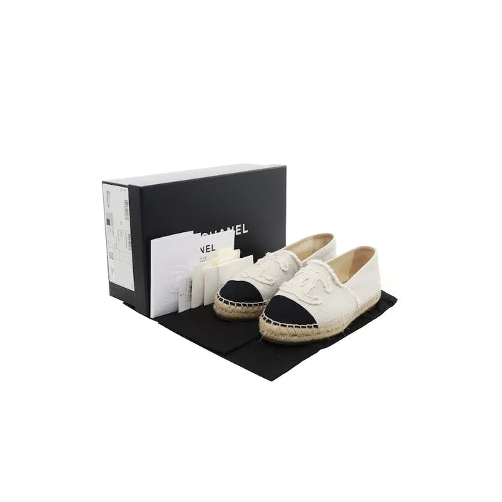 [BUNJANG] Chanel Espadrille Linen &amp; Beige Black Shoes / (W) 샤넬 에스파드리유 리넨 &amp; 베이지 블랙