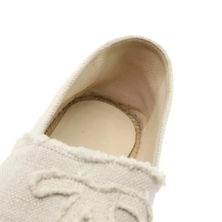 [BUNJANG] Chanel Espadrille Linen &amp; Beige Black Shoes / (W) 샤넬 에스파드리유 리넨 &amp; 베이지 블랙