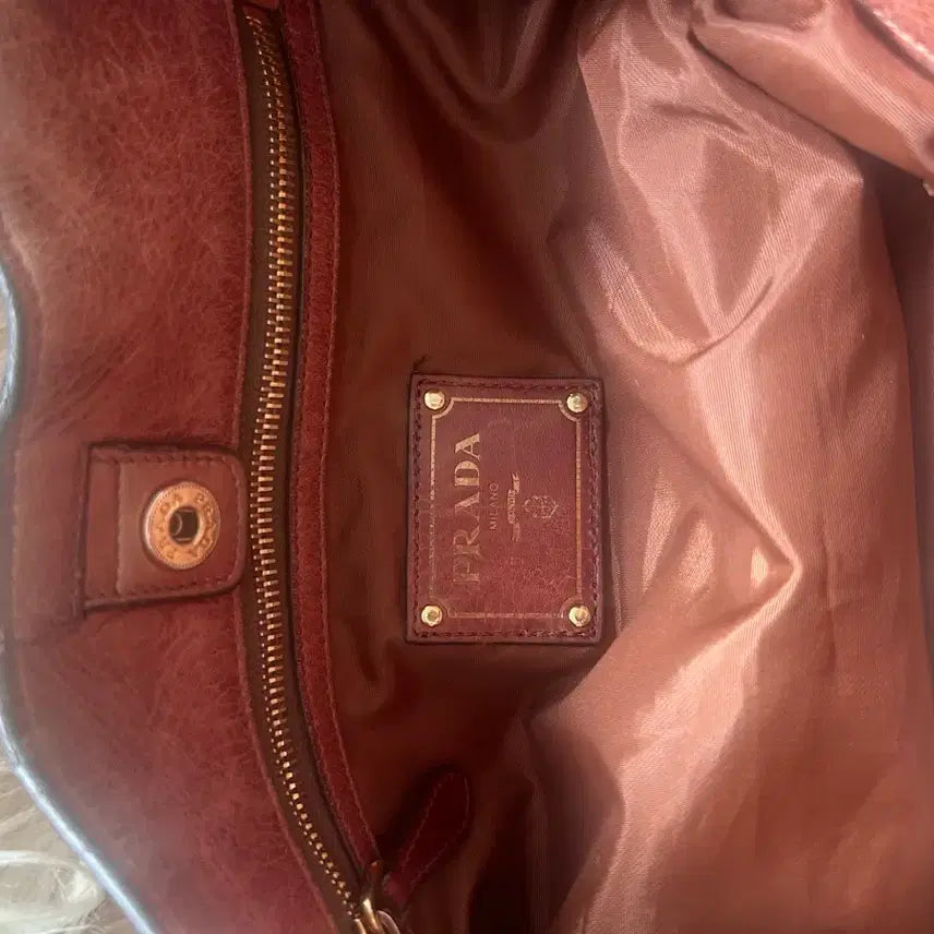 [BUNJANG] Prada Vintage Leather Tote Shoulder Bag Brown / 프라다 빈티지 가죽 토트백 숄더백 브라운