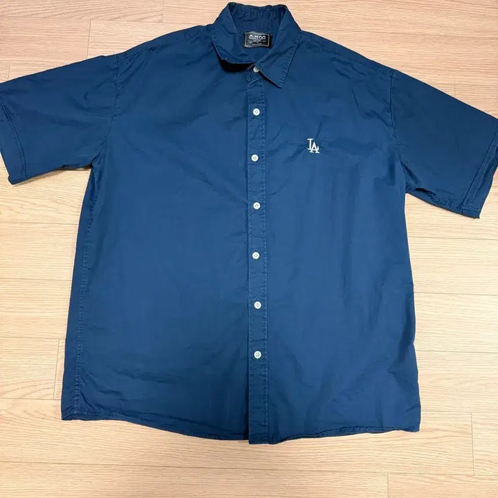 [BUNJANG] LA Design Navy Collar T-Shirt / 디자인 LA 반팔 100%면 네이비 카라 티셔츠 95~100사이즈