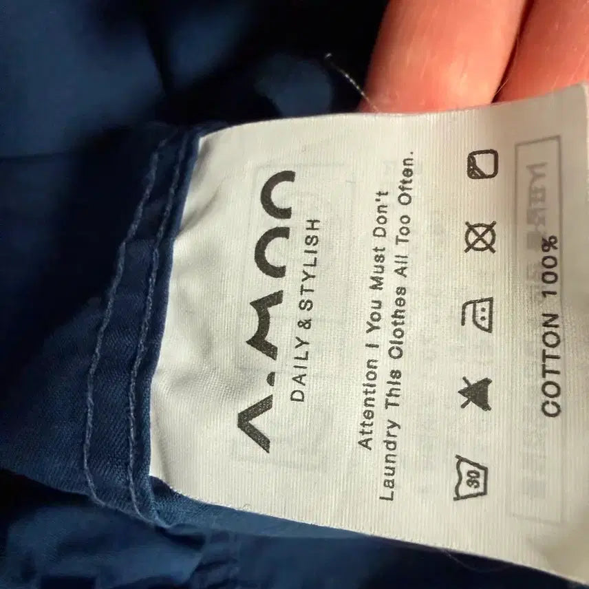 [BUNJANG] LA Design Navy Collar T-Shirt / 디자인 LA 반팔 100%면 네이비 카라 티셔츠 95~100사이즈