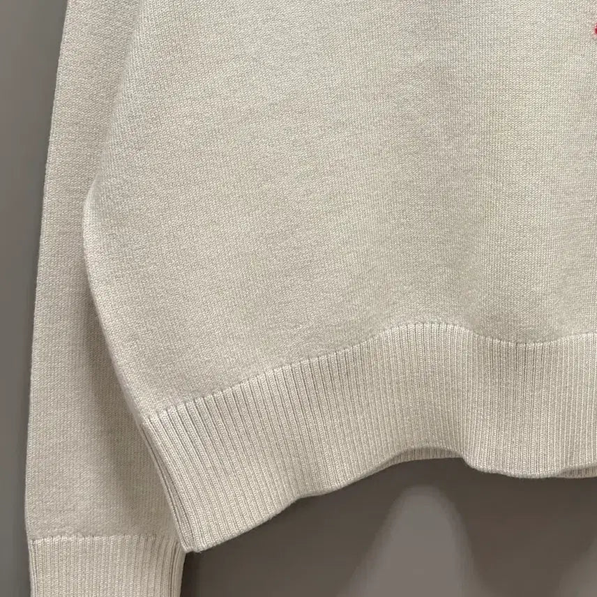 [BUNJANG] Ami Merino Wool Intarsia Knit Beige S / 아미 메리노울 인타르시아 니트 베이지 S