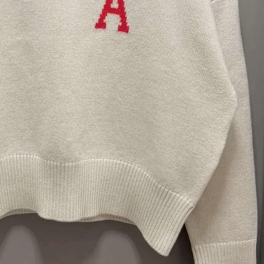[BUNJANG] Ami Merino Wool Intarsia Knit Beige S / 아미 메리노울 인타르시아 니트 베이지 S