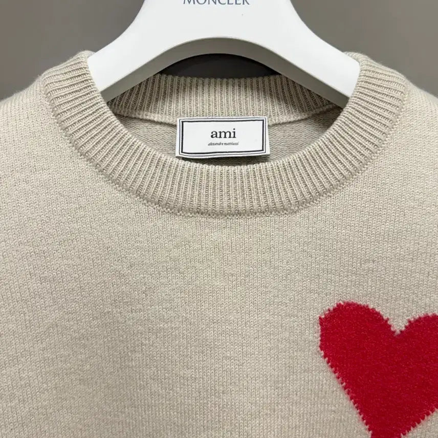 [BUNJANG] Ami Merino Wool Intarsia Knit Beige S / 아미 메리노울 인타르시아 니트 베이지 S