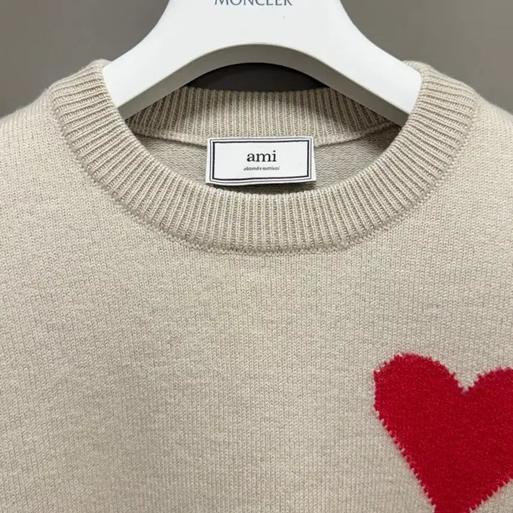 [BUNJANG] Ami Merino Wool Intarsia Knit Beige S / 아미 메리노울 인타르시아 니트 베이지 S
