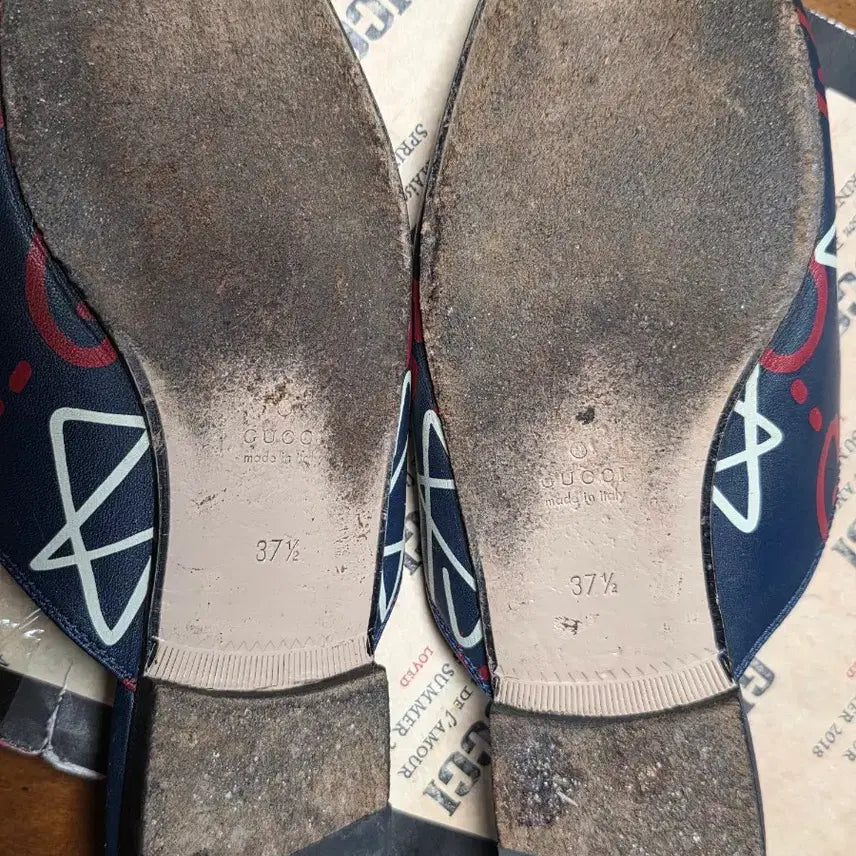 [BUNJANG] Gucci Ghost Princetown Mules (V) / 구찌 고스트 프린스타운 홀스빗 블로퍼 뮬 37.5 (방탄 뷔 착용)