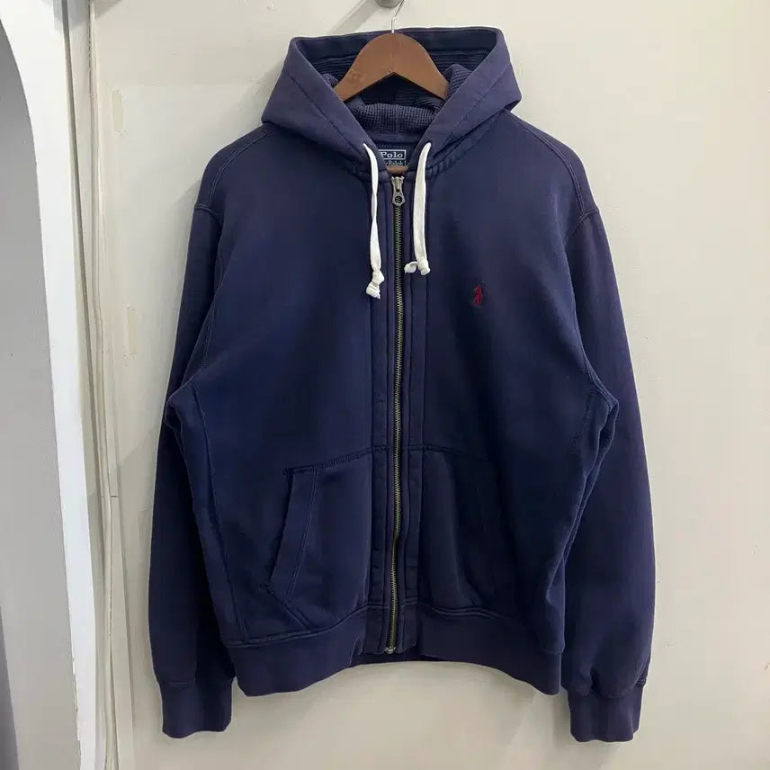 [BUNJANG] Polo N108 Waffle Hooded Zip-Up Navy / N108 폴로 와플 후드집업 네이비