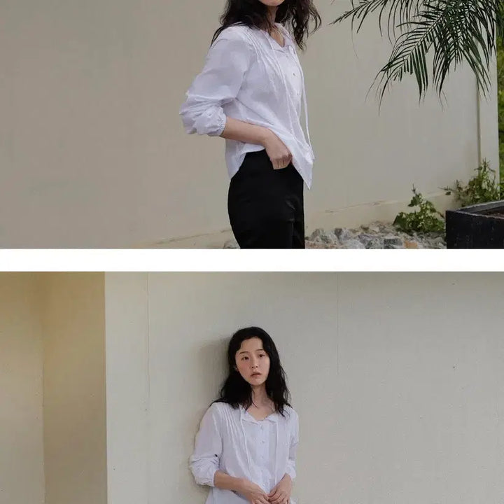 [BUNJANG] Andneeds Planet Pintuck Blouse (White) / Andneeds Planet Pintuck Blouse (White)