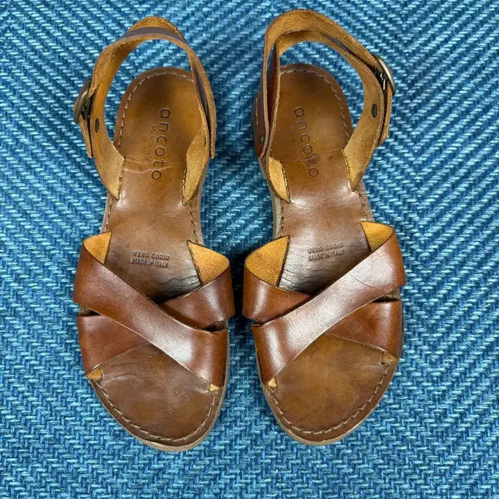 [BUNJANG] Ancoto Italian Leather Handmade Sandals / [MADE IN ITALY] 클래식 천연 가죽 핸드메이드 샌들 (상태 최