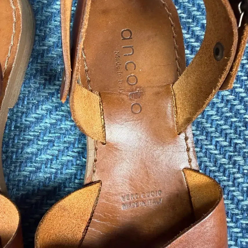 [BUNJANG] Ancoto Italian Leather Handmade Sandals / [MADE IN ITALY] 클래식 천연 가죽 핸드메이드 샌들 (상태 최
