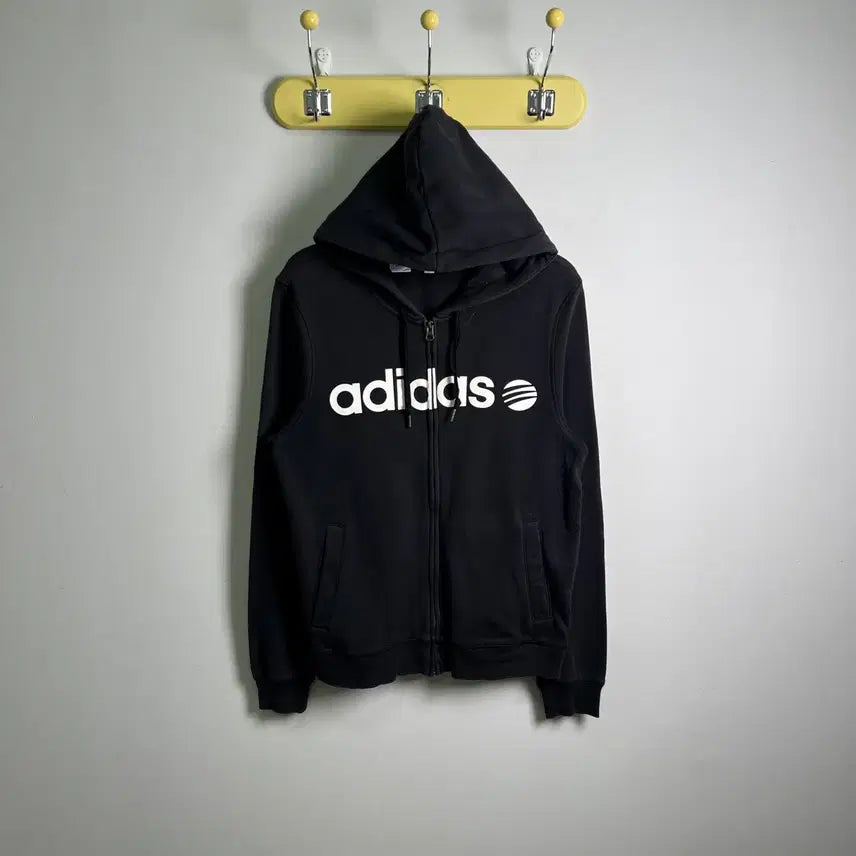 [BUNJANG] Adidas Neo Black Hooded Zip-up Jacket XL / 아디다스 네오 블랙 후드집업 XL
