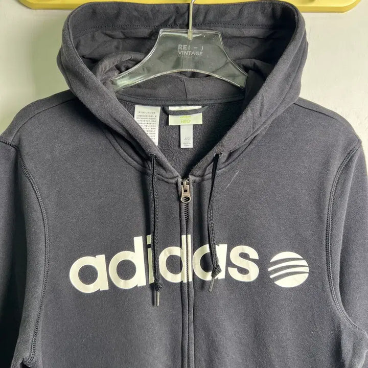 [BUNJANG] Adidas Neo Black Hooded Zip-up Jacket XL / 아디다스 네오 블랙 후드집업 XL
