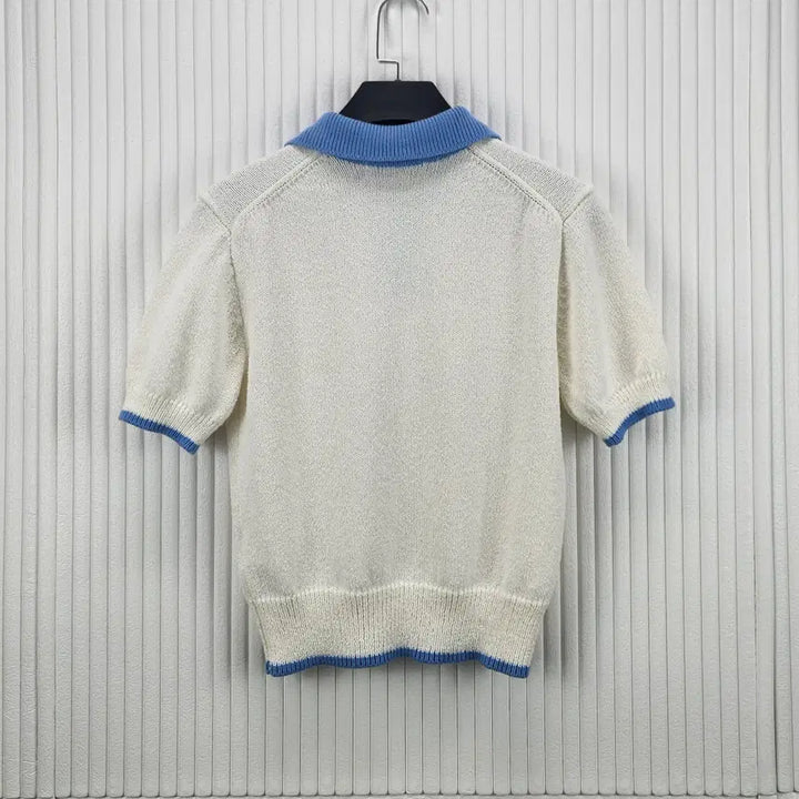 [BUNJANG] 8Seconds Color Block Collar Knit Top / [S]에잇세컨즈 배색 칼라넥 반팔니트
