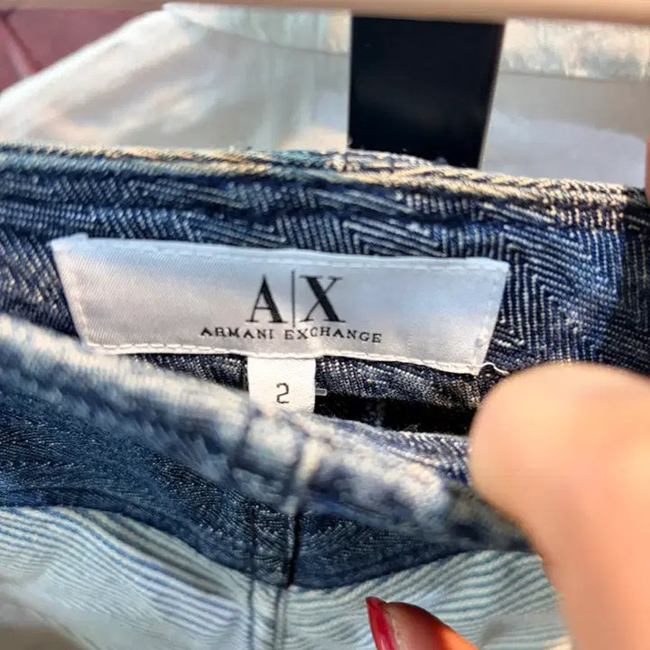 [BUNJANG] Armani Exchange Denim Stripe Mini Skirt / 아르마니 익스체인지 데님 스트라이프 미니스커트