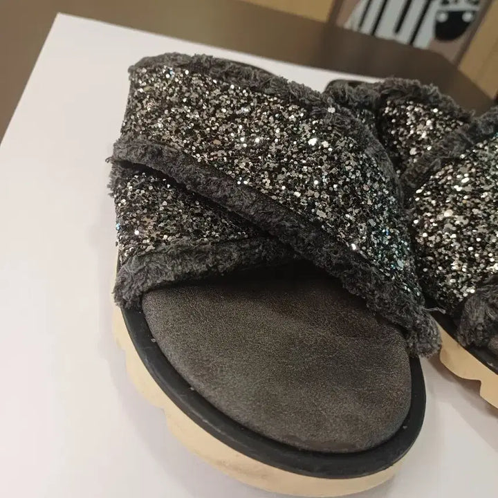[BUNJANG] Glitter Cross Slippers - Size 230 / 글리터 크로스 슬리퍼 230
