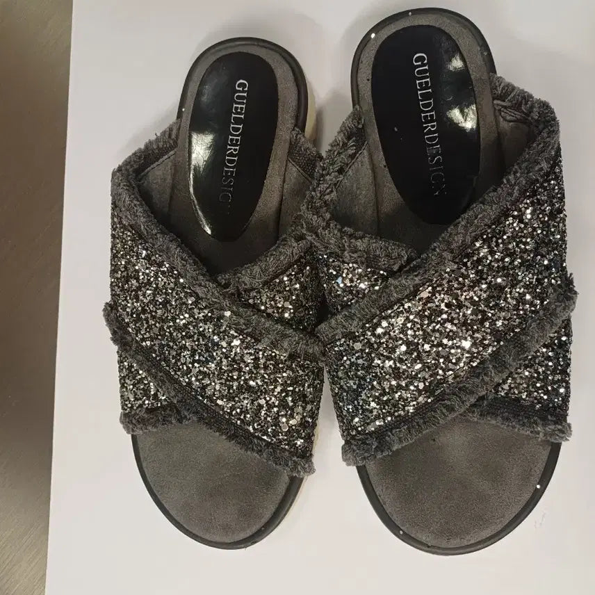 [BUNJANG] Glitter Cross Slippers - Size 230 / 글리터 크로스 슬리퍼 230