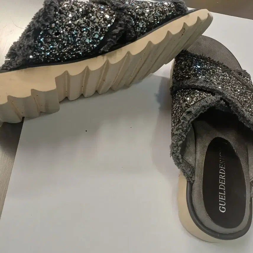 [BUNJANG] Glitter Cross Slippers - Size 230 / 글리터 크로스 슬리퍼 230