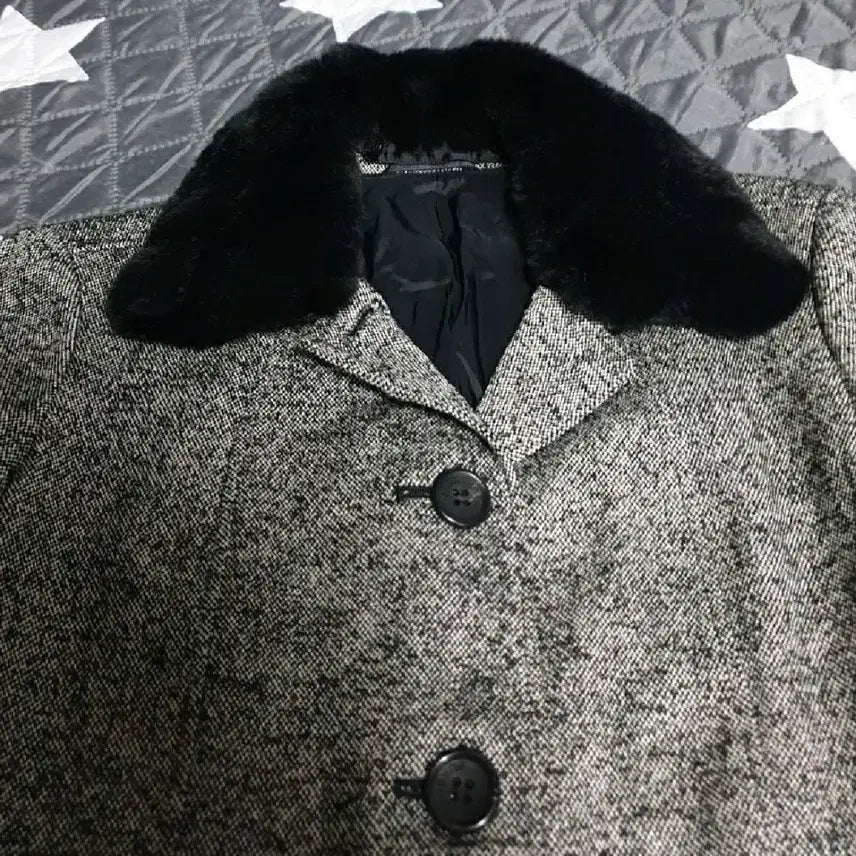 [BUNJANG] Burberry Woman Angora Fur Herringbone Wool Jacket (Gray, 66) / (일본판) 버버리 우먼 앙고라퍼 헤링본 울 럭셔리 자켓 그레이 (66)